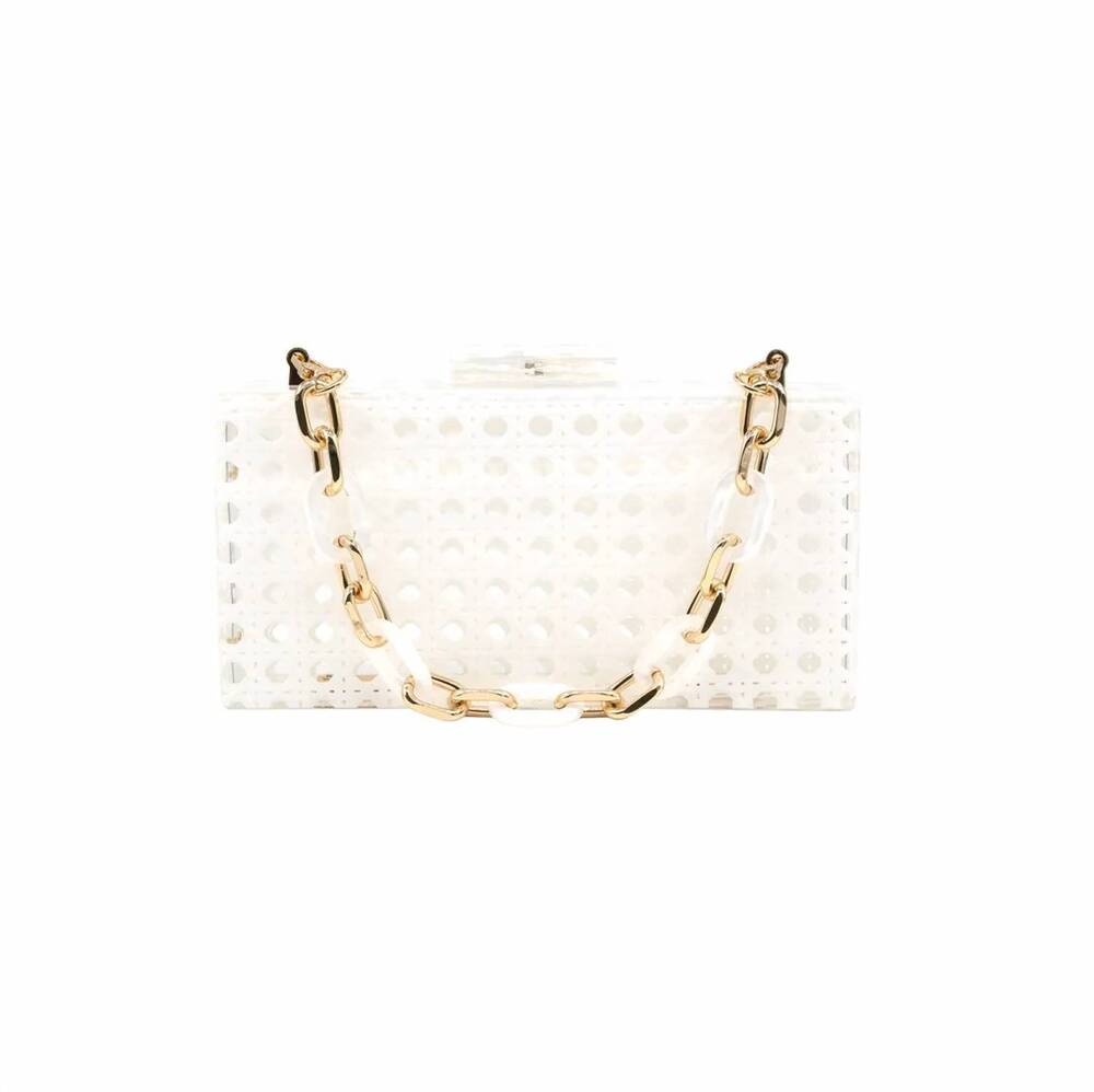 NEW BC HANDBAGS women's seychelles box clutch bag in white